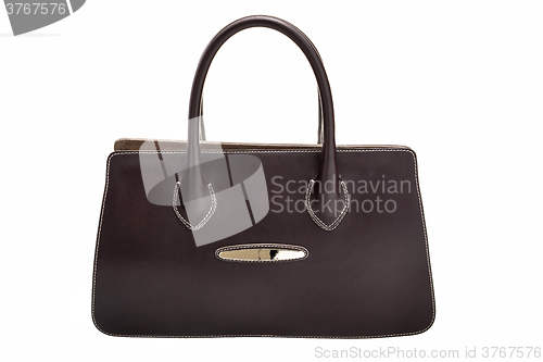 Image of Dark brown womens bag isolated on white background.
