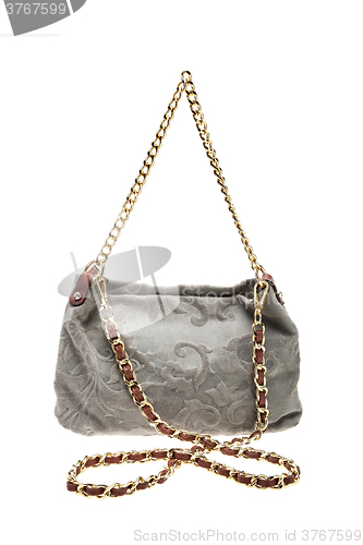 Image of Grey womens bag isolated on white background.