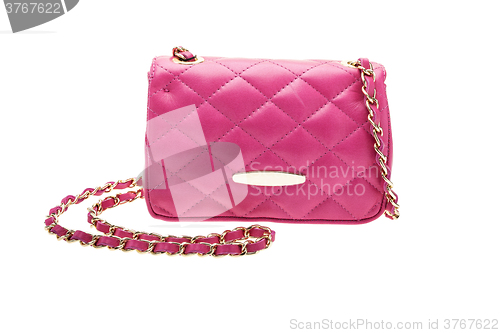 Image of Pink womens bag isolated on white background.