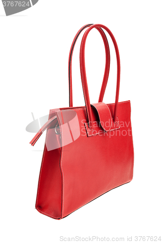 Image of Red womens bag isolated on white background.