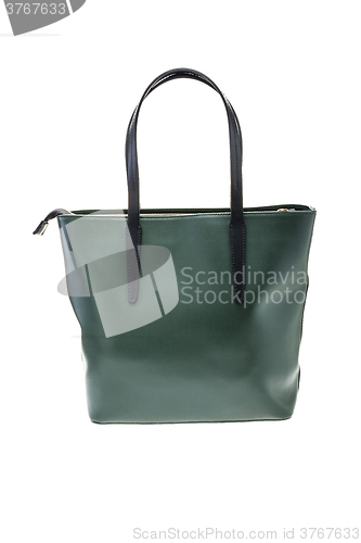 Image of Green womens bag isolated on white background.