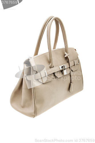 Image of Creme womens bag isolated on white background.