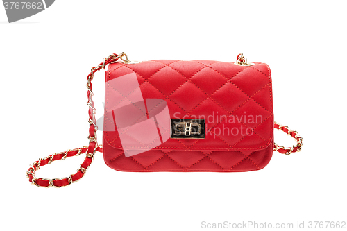 Image of Red womens bag isolated on white background.