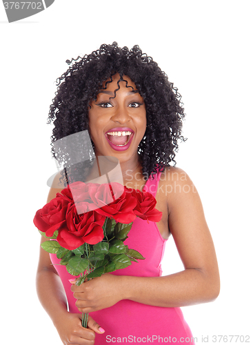 Image of African American woman with roses.