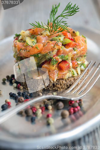 Image of Salted salmon tartare.