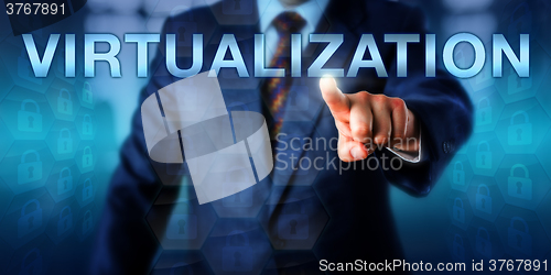 Image of Manager Touching VIRTUALIZATION On A Screen