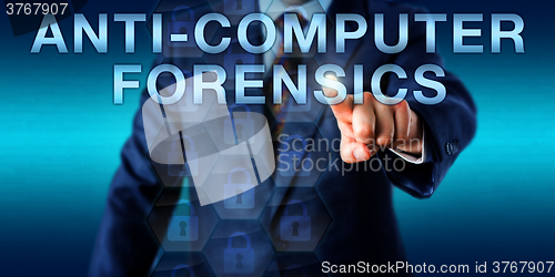 Image of Investigator Pushing ANTI-COMPUTER FORENSICS