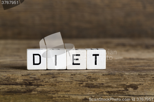Image of The word diet written in cubes