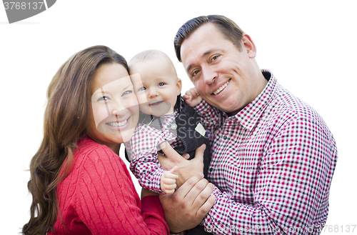 Image of Baby Boy Having Fun With Mother and Father Outdoors Isolated