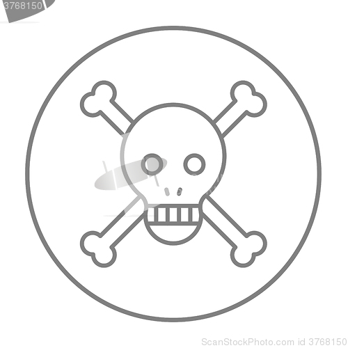 Image of Skull and cross bones line icon.