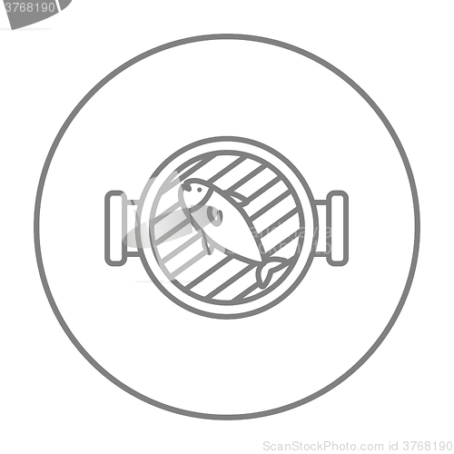 Image of Fish on grill line icon.