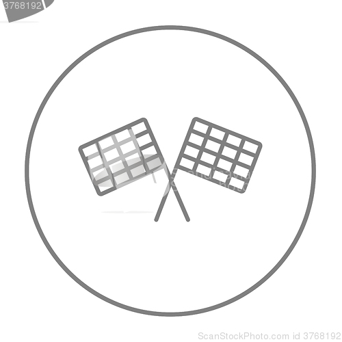 Image of Two checkered flags line icon.