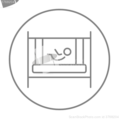 Image of Baby laying in crib line icon.