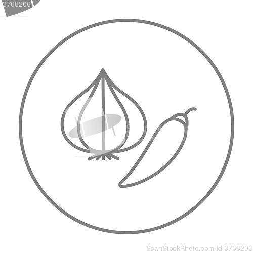 Image of Garlic and chilli line icon.