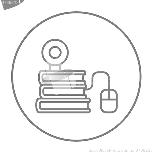 Image of Online education line icon.