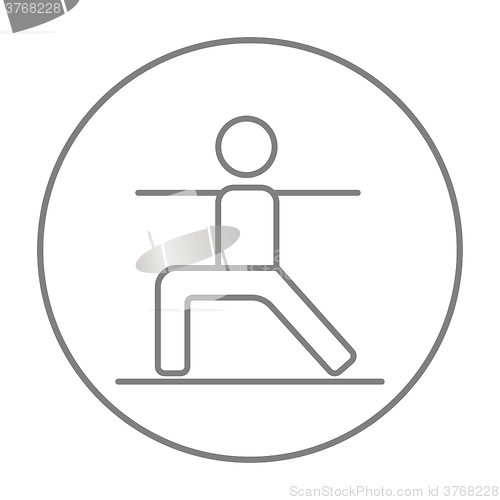 Image of Man practicing yoga line icon.