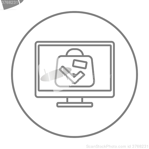 Image of Suitcase at x-ray airport scanner line icon.