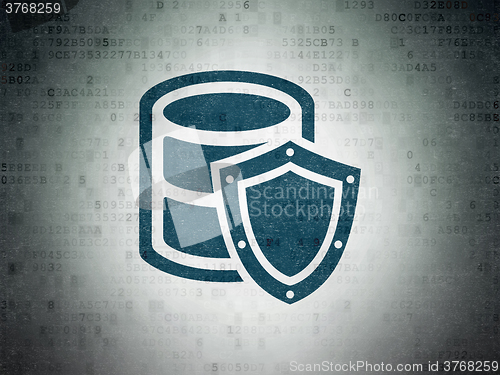 Image of Software concept: Database With Shield on Digital Paper background
