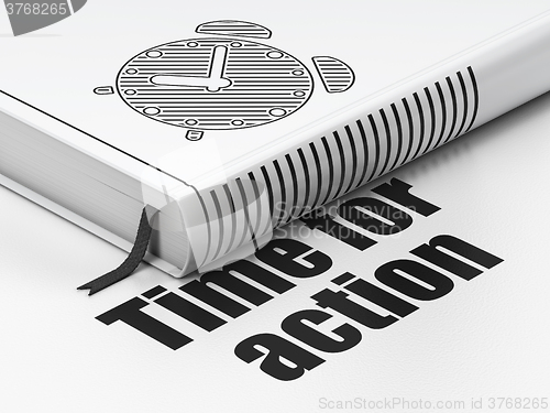 Image of Timeline concept: book Alarm Clock, Time For Action on white background