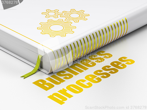 Image of Business concept: book Gears, Business Processes on white background
