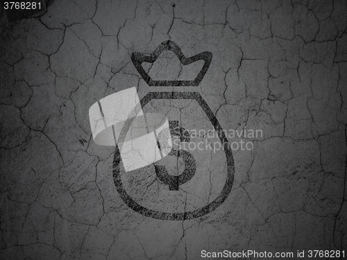 Image of Money concept: Money Bag on grunge wall background