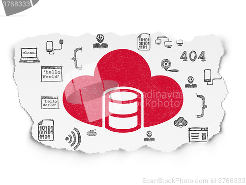 Image of Software concept: Database With Cloud on Torn Paper background