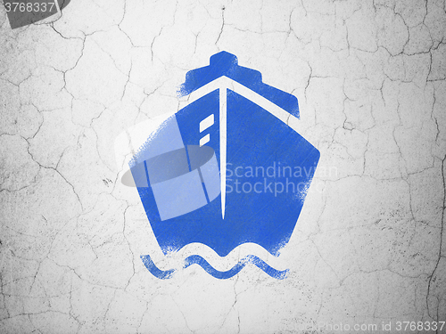 Image of Travel concept: Ship on wall background