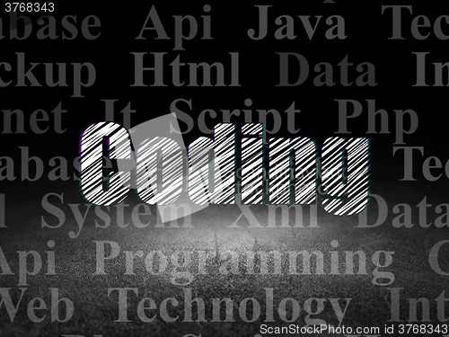 Image of Software concept: Coding in grunge dark room