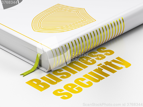 Image of Safety concept: book Shield, Business Security on white background