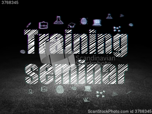 Image of Learning concept: Training Seminar in grunge dark room
