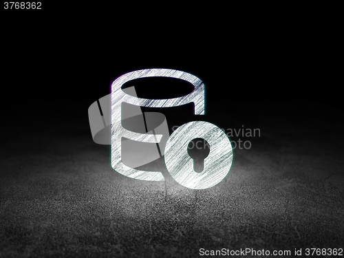 Image of Software concept: Database With Lock in grunge dark room