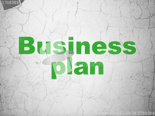 Image of Business concept: Business Plan on wall background