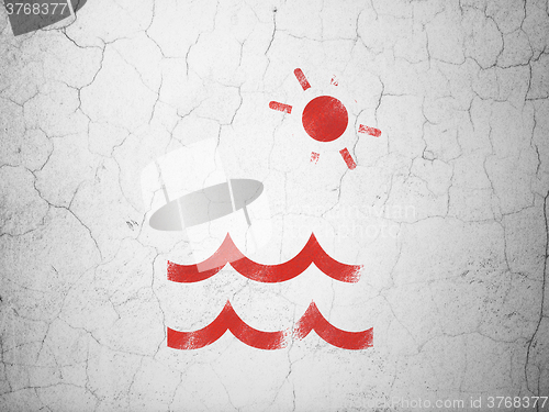 Image of Vacation concept: Beach on wall background