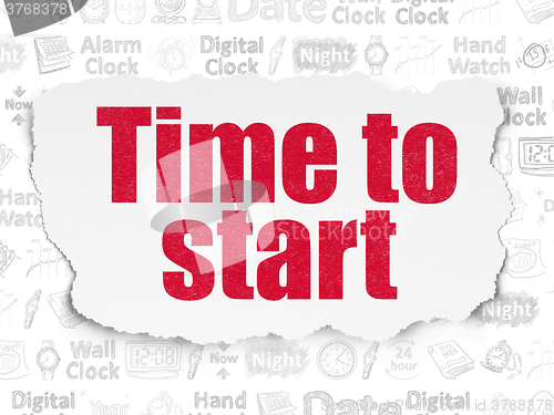 Image of Time concept: Time to Start on Torn Paper background
