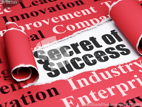 Image of Business concept: black text Secret of Success under the piece of  torn paper