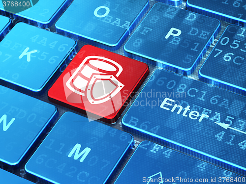 Image of Software concept: Database With Shield on computer keyboard background