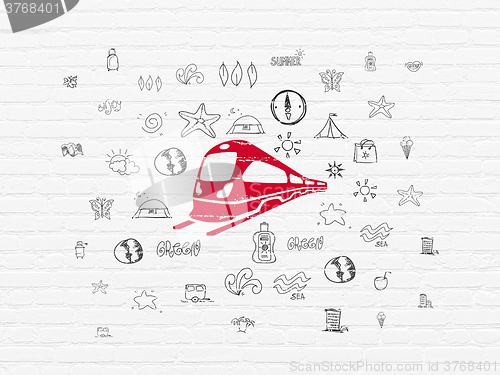 Image of Vacation concept: Train on wall background