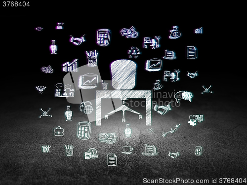 Image of Business concept: Office in grunge dark room