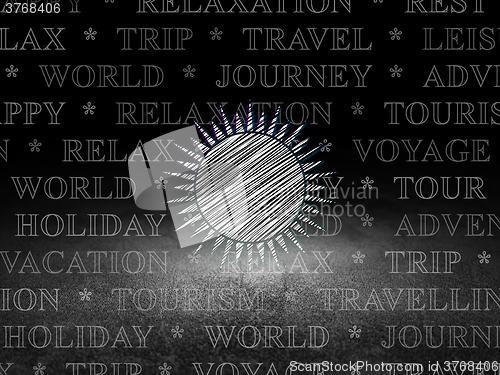 Image of Vacation concept: Sun in grunge dark room