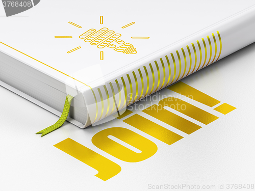 Image of Finance concept: book Energy Saving Lamp, Join! on white background