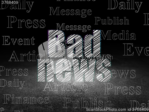 Image of News concept: Bad News in grunge dark room