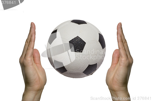 Image of Soccer ball between two hands