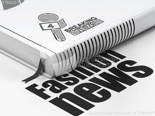 Image of News concept: book Breaking News And Microphone, Fashion News on white background