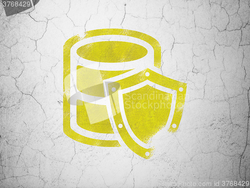 Image of Database concept: Database With Shield on wall background
