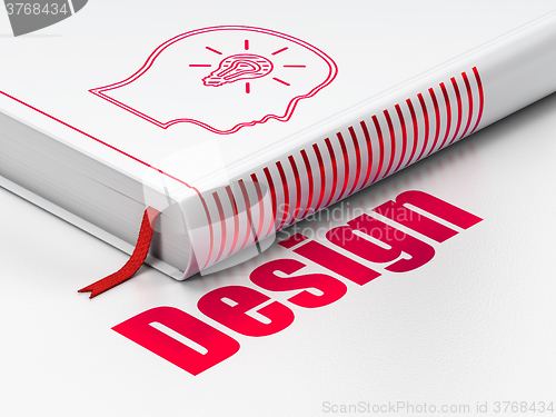 Image of Marketing concept: book Head With Lightbulb, Design on white background