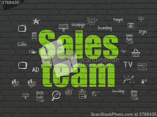 Image of Marketing concept: Sales Team on wall background