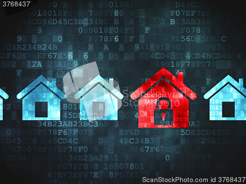 Image of Protection concept: Home on digital background