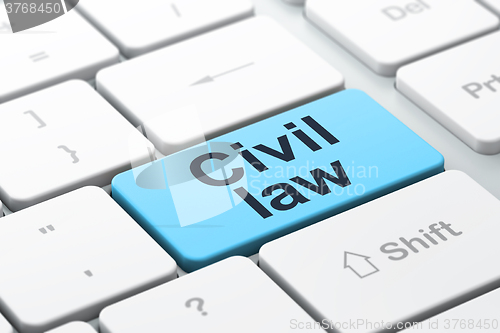 Image of Law concept: Civil Law on computer keyboard background