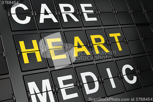 Image of Health concept: Heart on airport board background