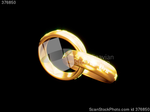 Image of Wedding rings with I Love You text